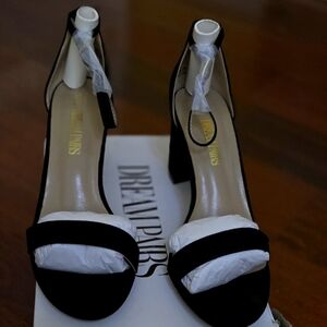 Black suede heels women size 7.5